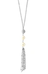 EFFY STERLING SILVER 9-10MM CULTURED FRESHWATER PEARL TASSEL NECKLACE