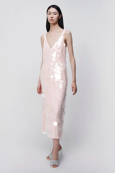 Jonathan Simkhai Madysen Transparent Sequin Sleeveless Midi Dress In Peony