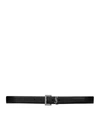 Saint Laurent Cassandre Belt In Hammered Leather With Square Buckle In Black