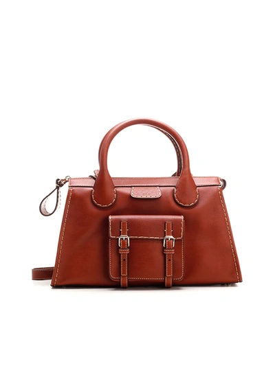 Chloé Medium Edith Leather Day Bag In Brown