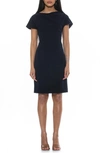 Alexia Admor Willa Draped Short Sleeve Sheath Dress In Navy