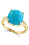 Effy Women's 14k Yellow Gold, Cabochon Turquoise & Diamond Ring In Blue