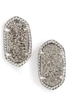 Kendra Scott Ellie Oval Stone Stud Earrings In Platinum Drusy/ Silver