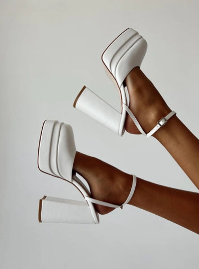 Princess Polly Alto Platform Heels Matte In White