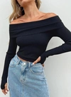Princess Polly Morley Off Shoulder Sweater In Black