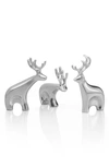 Nambe Dasher Set Of 3 Reindeer Figurines In Metallic Silver