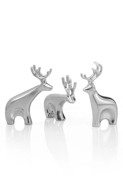 Nambe Dasher Set Of 3 Reindeer Figurines In Metallic Silver