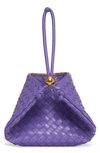 Bottega Veneta Medium Half Moon Woven Top Handle Bag In Purple-gold