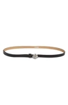 Ganni Crystal Buckle Recycled Leather Belt In Black