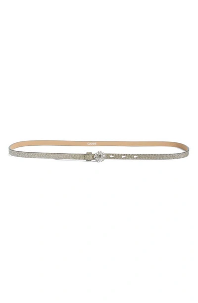 Ganni Women's Embellished Glitter Belt In Gold