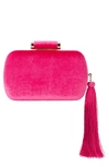 Olga Berg Matilda Velvet Clutch In Fuchsia