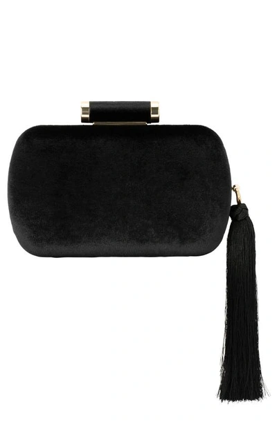 Olga Berg Matilda Velvet Clutch In Black
