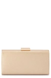 Olga Berg Precious Metallic Box Clutch In Champagne