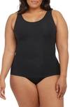 Spanx Ecocare Seamless Rib Tank Thong Bodysuit In Black Tie