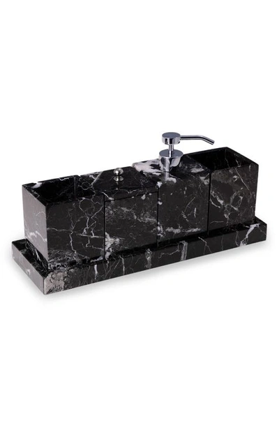 Bey-berk 5-piece Zebra Marble Vanity Set In Black