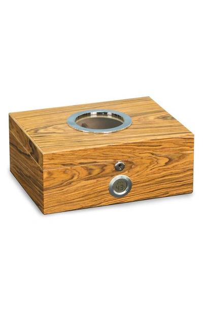 Bey-berk Lacquered Olive Wood Humidor In Natural Wood
