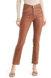 Ag Mari Faux Leather Slim Straight Leg Jeans In Leatherette Lt Canyon Rock