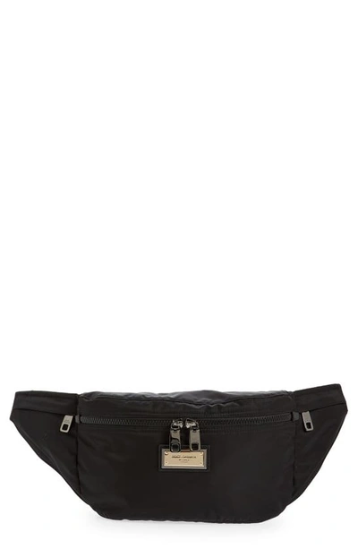 Dolce & Gabbana Logo Plaque Nylon Belt Bag In Black Black