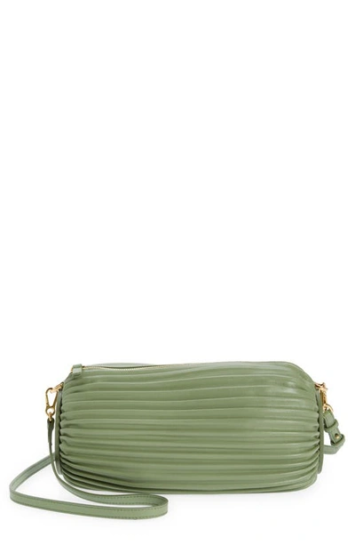 Loewe Bracelet Pouch Pleated Leather Shoulder Bag In Rosemary