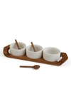 Nambe Chevron Condiment Tray With Bowls In White Brown