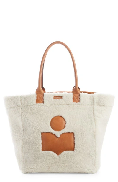 Isabel Marant Yenky Shearling And Leather Tote In White