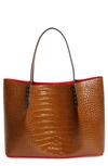 CHRISTIAN LOUBOUTIN LARGE CABAROCK CROC EMBOSSED LEATHER TOTE