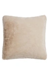 Apparis Tim Two-tone Faux Fur Accent Pillow Cover In Ivory/ Latte