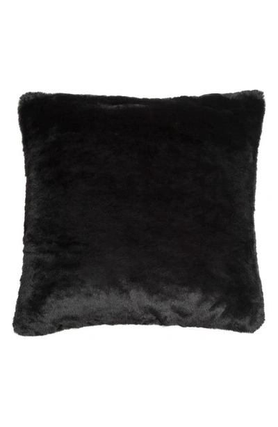 Apparis Tim Two-tone Faux Fur Accent Pillow Cover In Noir/ Ivory