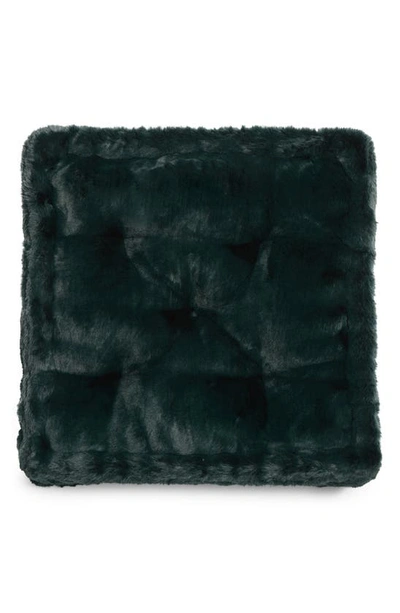Apparis Claudia Faux Fur Square Floor Pillow In Emerald