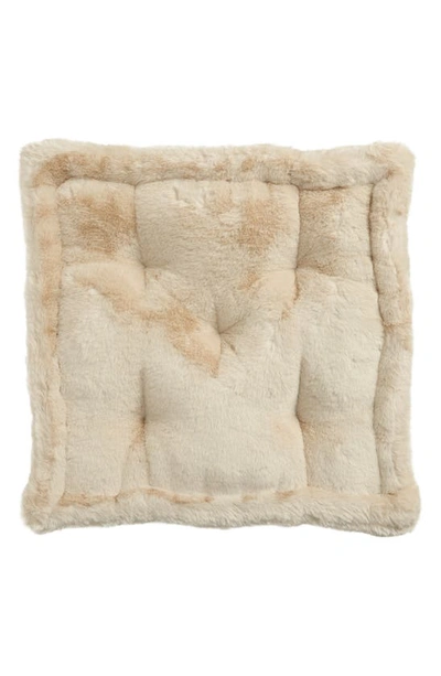 Apparis Claudia Faux Fur Square Floor Pillow In Latte