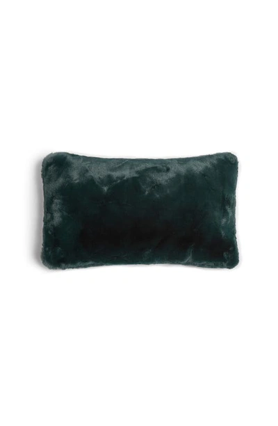 Apparis Cicily Faux Fur Lumbar Pillow Cover In Emerald Green