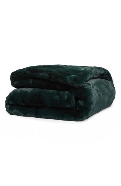Apparis Jumbo Shiloh Faux Fur Blanket In Emerald Green