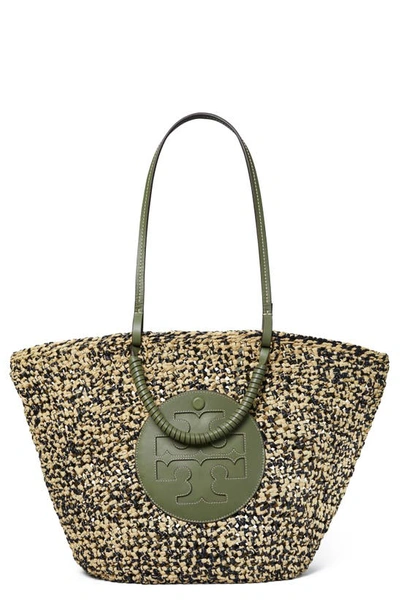 Tory Burch Ella Woven Straw Basket Tote In Palm Leaf