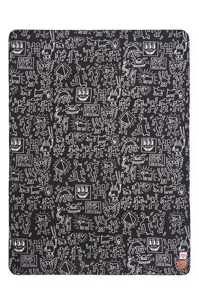 Slowtide Keith Haring 84 Fleece Blanket In Black