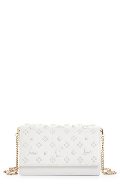 Christian Louboutin Paloma Empire Calfskin Clutch In Bianco/ Bianco