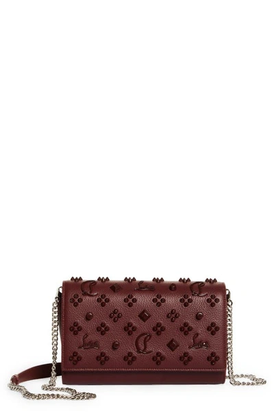 Christian Louboutin Paloma Fold-over Embellished Clutch Bag In Bordeaux