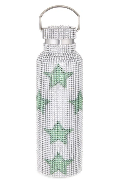 Collina Strada Crystal Embellished Insulated Water Bottle In Green Star