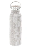 Collina Strada Crystal Embellished Insulated Water Bottle In Black And Silver Squiggle