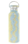 Collina Strada Crystal Embellished Insulated Water Bottle In Yellow And Turquoise Squiggle