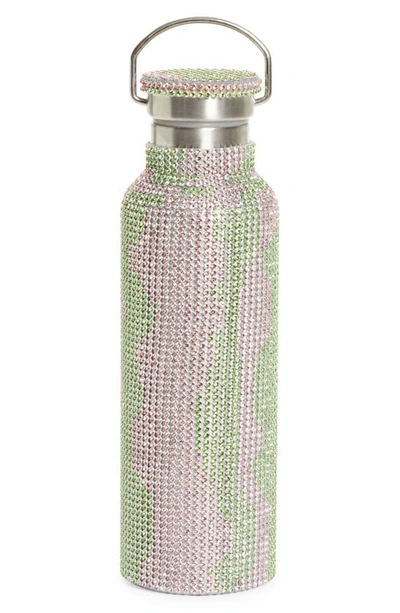 Collina Strada Crystal Embellished Insulated Water Bottle In Pink And Lime Squiggle