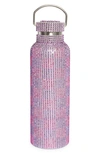 Collina Strada Crystal Embellished Insulated Water Bottle In Purple Pink Check