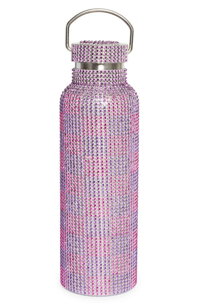 Collina Strada Crystal Embellished Insulated Water Bottle In Purple Pink Check