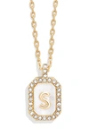 Baublebar Initial Pendant Necklace In White S