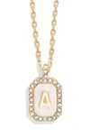 Baublebar Initial Pendant Necklace In White A