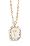 Baublebar Initial Pendant Necklace In White Y