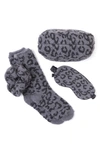 Barefoot Dreams In The Wild Eye Mask, Socks & Scrunchie Travel Set In Graphite/ Carbon