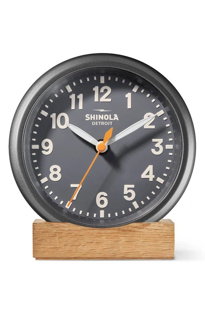 Shinola Runwell 6-inch Desk Clock In Gunmetal, Gray, And Cream