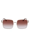 Longchamp Medallion 55mm Gradient Square Sunglasses In Silver/ Gradient Brown