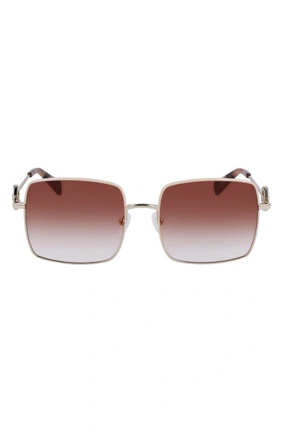 Longchamp Medallion 55mm Gradient Square Sunglasses In Silver/ Gradient Brown