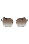 Longchamp Medallion 55mm Gradient Square Sunglasses In Silver/ Gradient Khaki